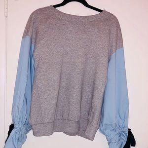 WhoWhatWear Sweatshirt with Linen Sleeve